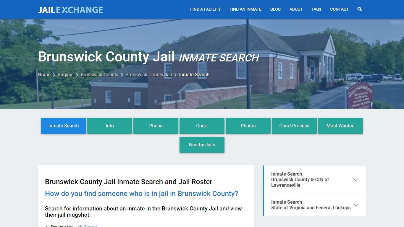 Inmate Search: Roster & Mugshots - Brunswick County Jail, VA